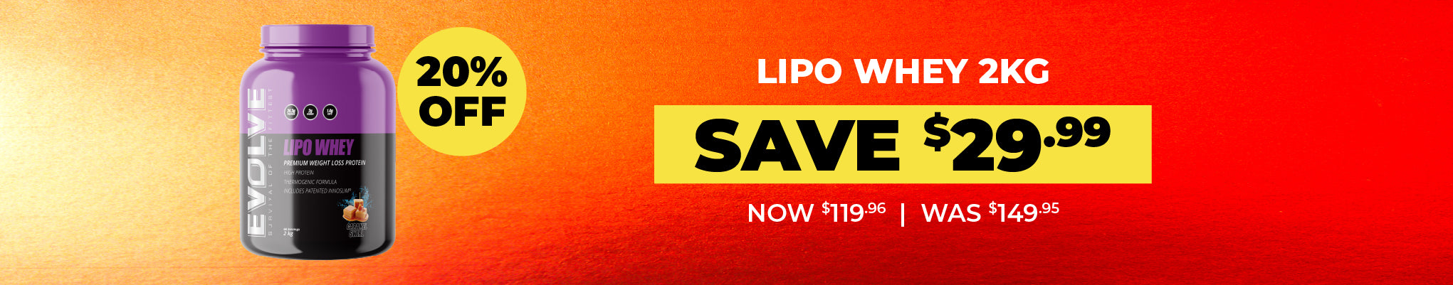 Boxing Day sale - Save 20% off Evolve Lipo Whey