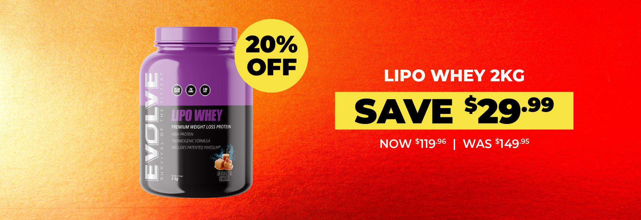 Boxing Day sale - Save 20% off Evolve Lipo Whey