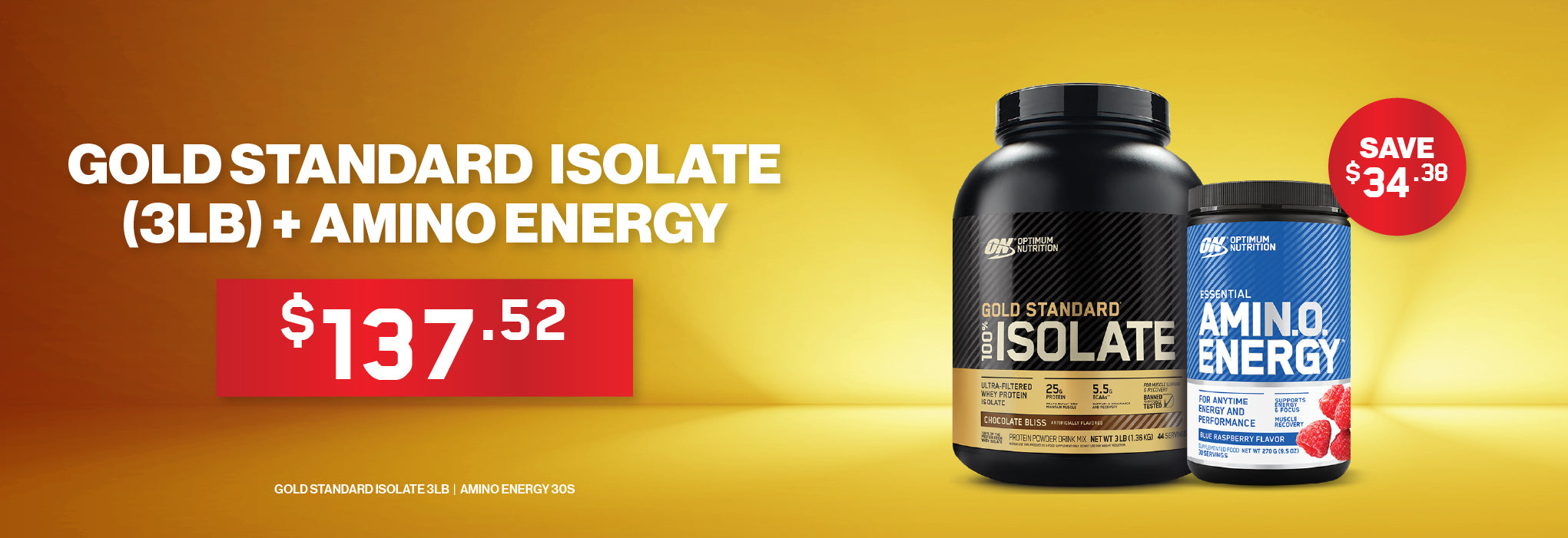 Optimum Nutrition Gold Standard Isolate 3lb & 30s Amino Energy