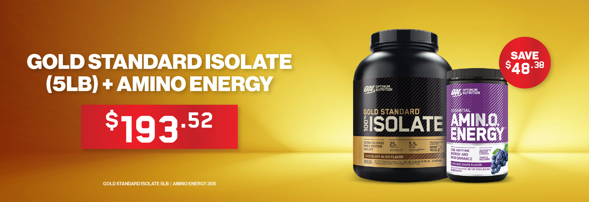 Optimum Nutrition Gold Standard Isolate 5lb & 30s Amino Energy