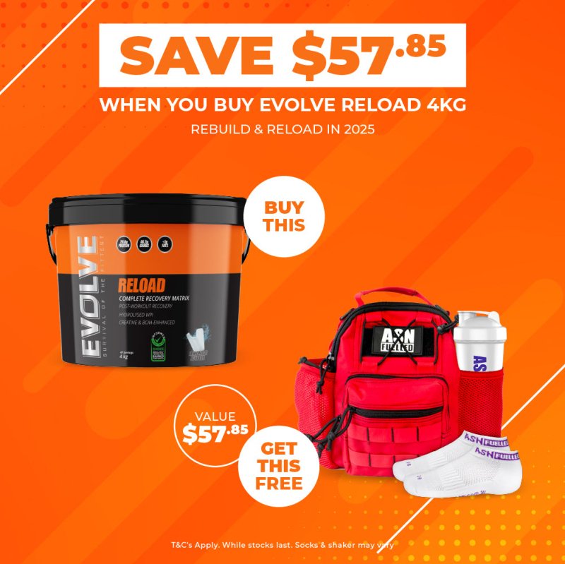 Buy any Evolve Reload 4kg | Get a FREE ASN Merch Pack