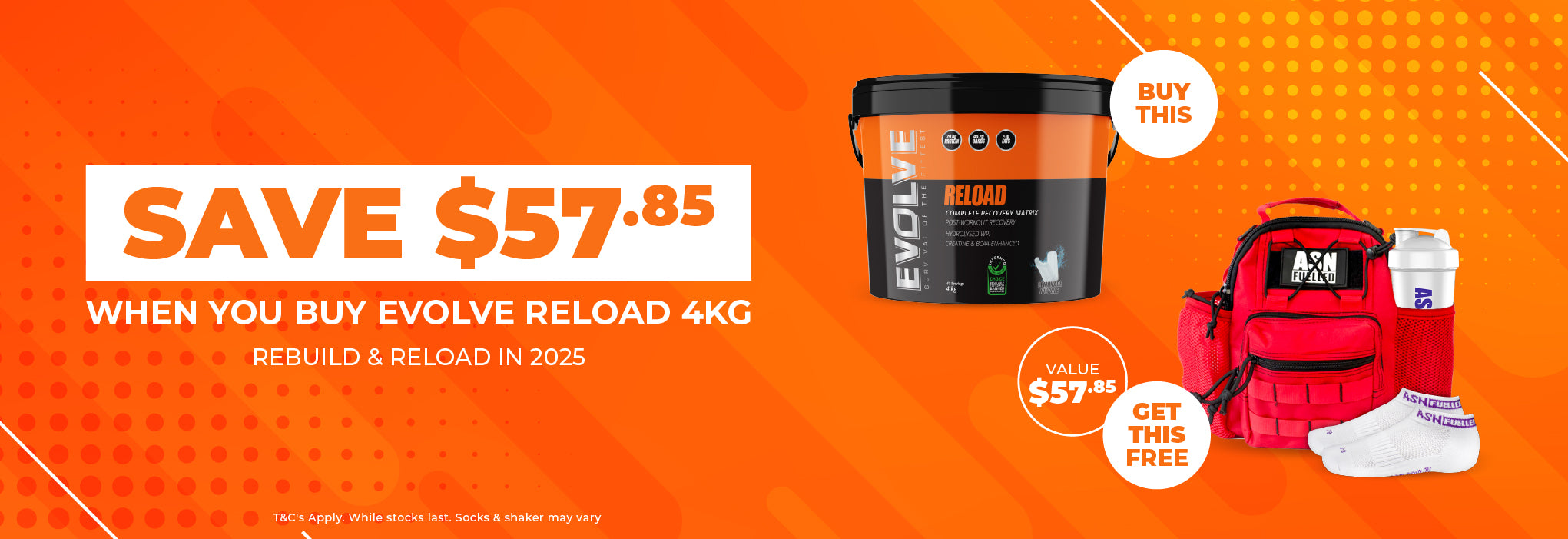 Buy any Evolve Reload 4kg | Get a FREE ASN Merch Pack