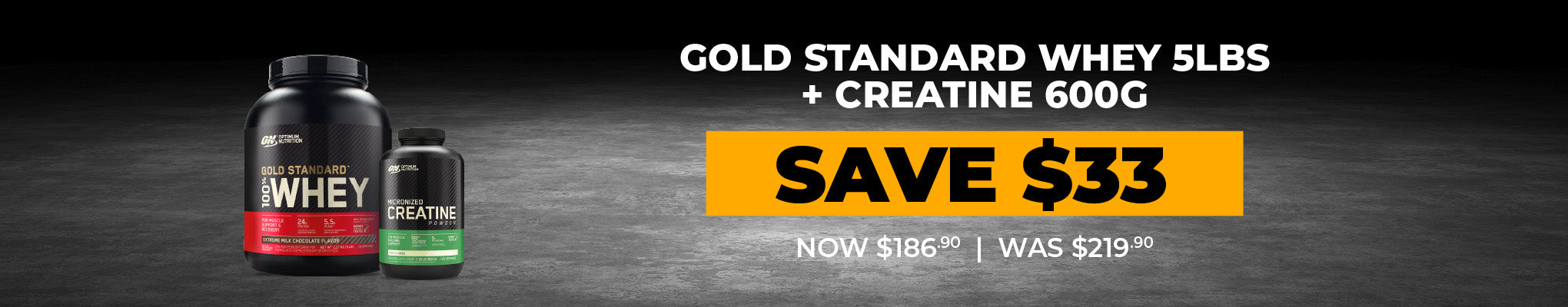 Optimum Nutrition Gold Standard Whey 5LB + Creatine 600g Bundle | SAVE $30