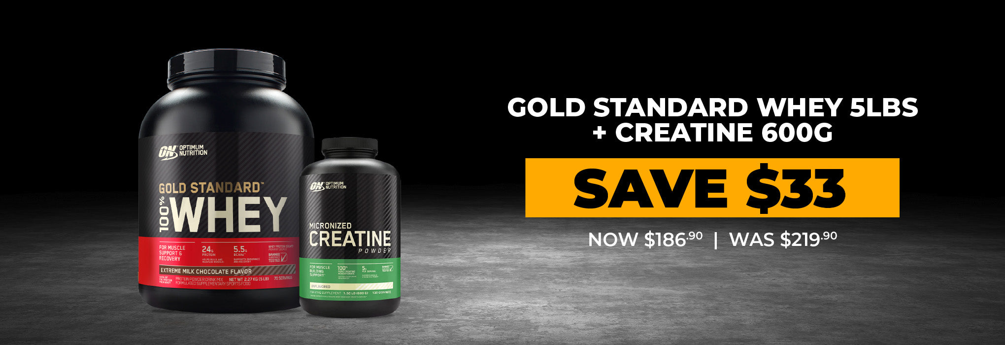 Optimum Nutrition Gold Standard Whey 5LB + Creatine 600g Bundle | SAVE $30