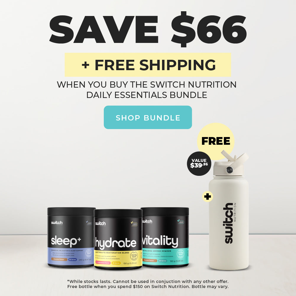 Save $66 + FREE Shipping when you buy the Switch Nutrition Daily Essentials Bundle