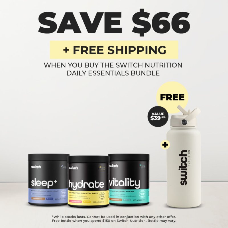 Save $66 + FREE Shipping when you buy the Switch Nutrition Daily Essentials Bundle