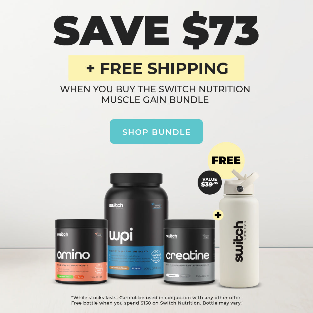 Save $73 + FREE Shipping when you buy the Switch Nutrition Muscle Gain Bundle