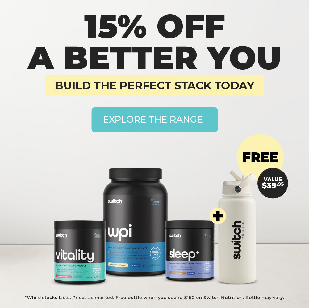 15% off Switch Nutrition + Get a FREE Bottle when you spend $150