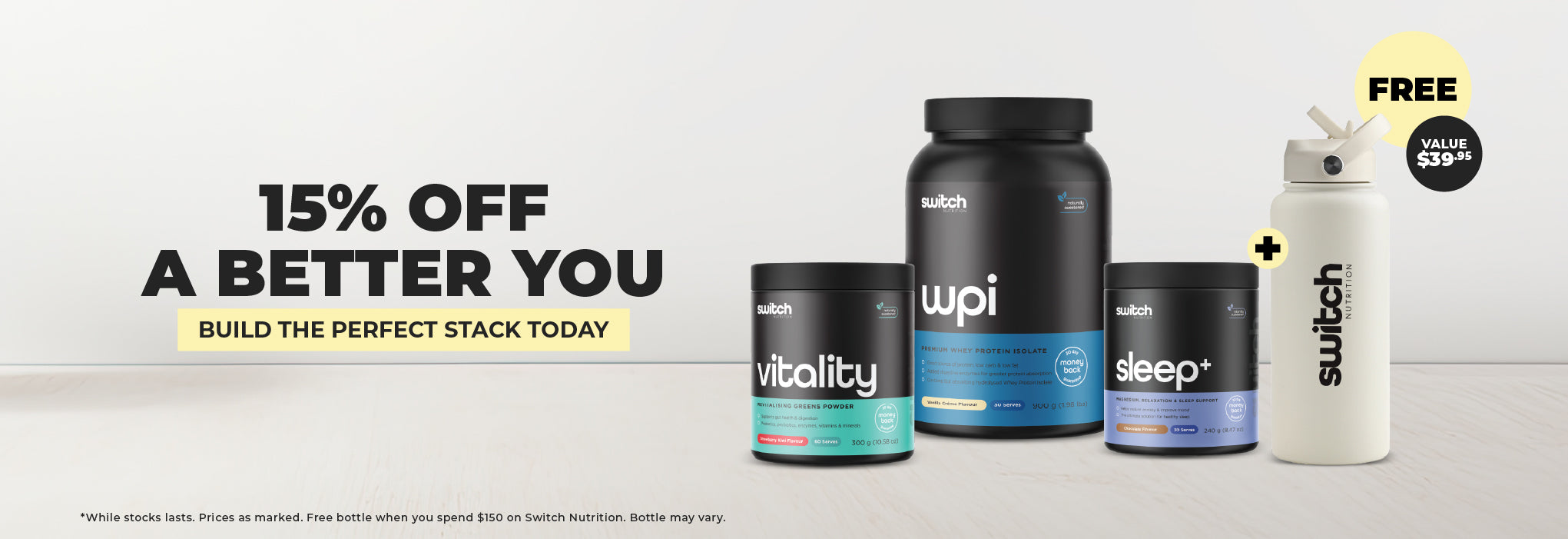 15% off Switch Nutrition + Get a FREE Bottle when you spend $150