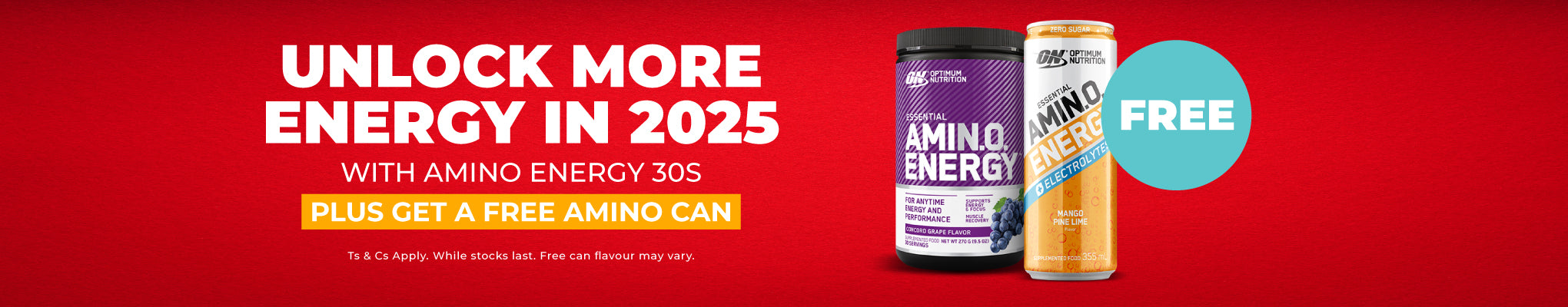 Unlock more energy in 2025: Buy any Amino Energy 30s Get a FREE Amino Energy Sparking RTD (Mango Pine Lime)