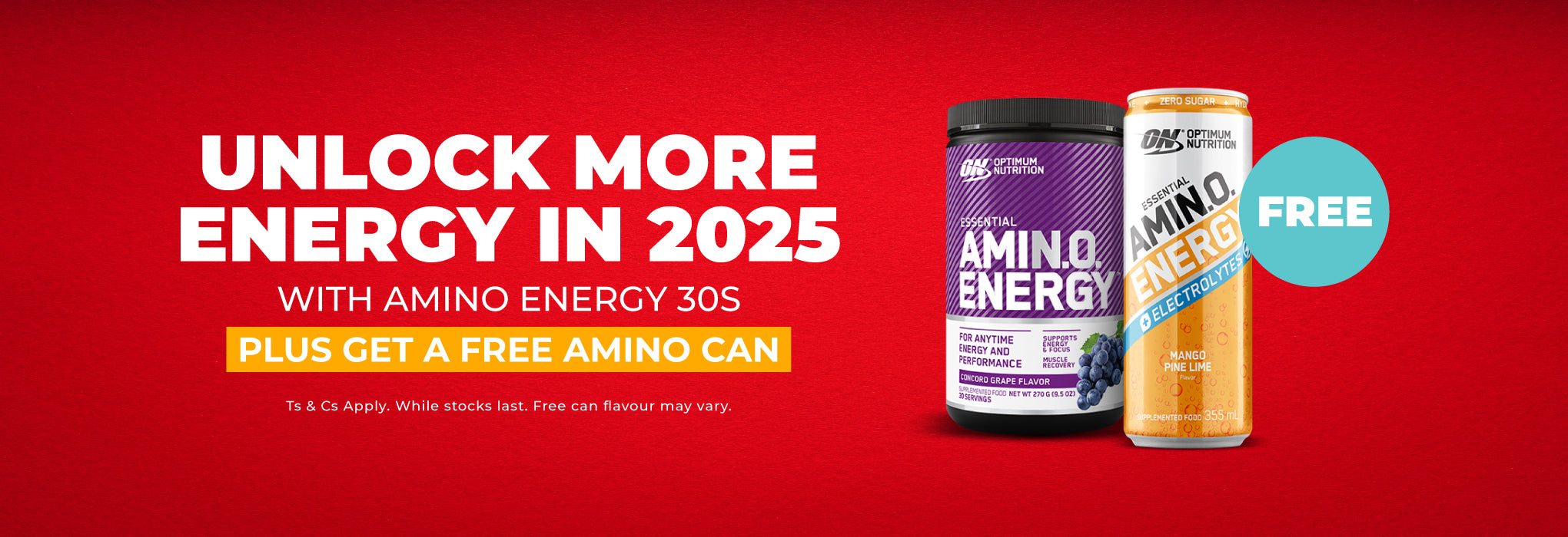 Unlock more energy in 2025: Buy any Amino Energy 30s Get a FREE Amino Energy Sparking RTD (Mango Pine Lime)