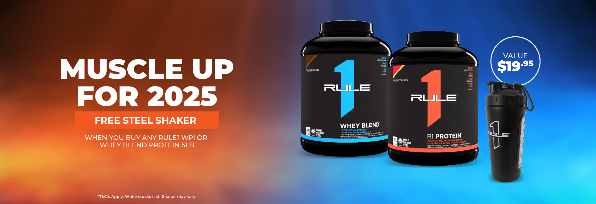 Buy any 5lb (whey blend or Isolate) | Get a FREE Stainless Shaker