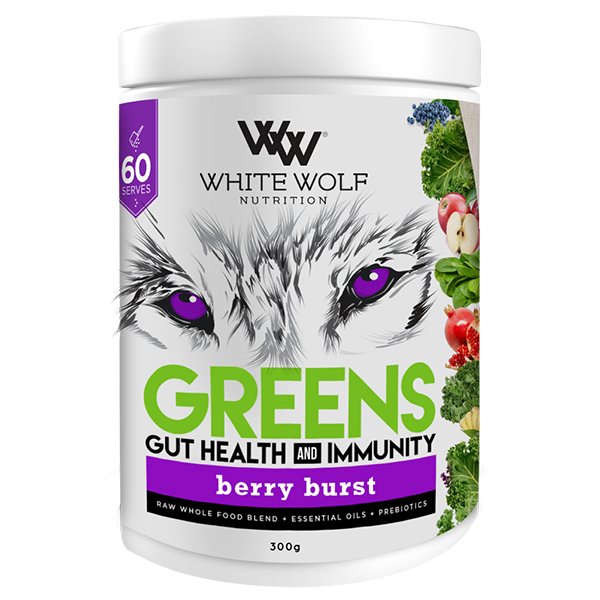 White Wolf Greens + Gut Health Immunity Green Powder